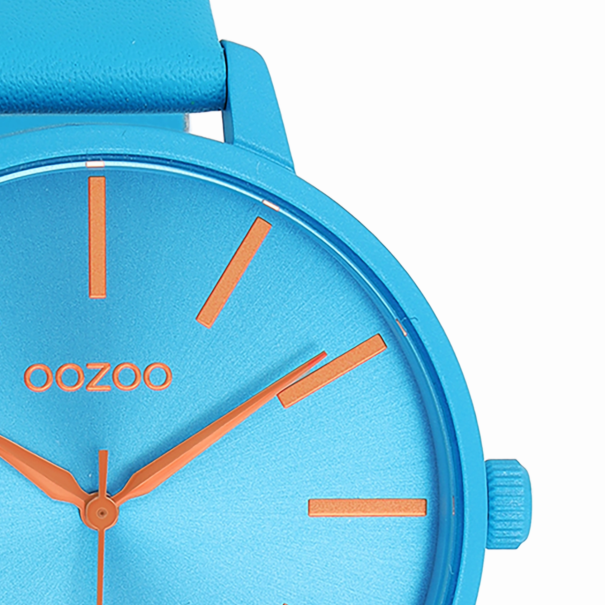 Neon blue OOZOO watch with bright blue leather strap - C11182
