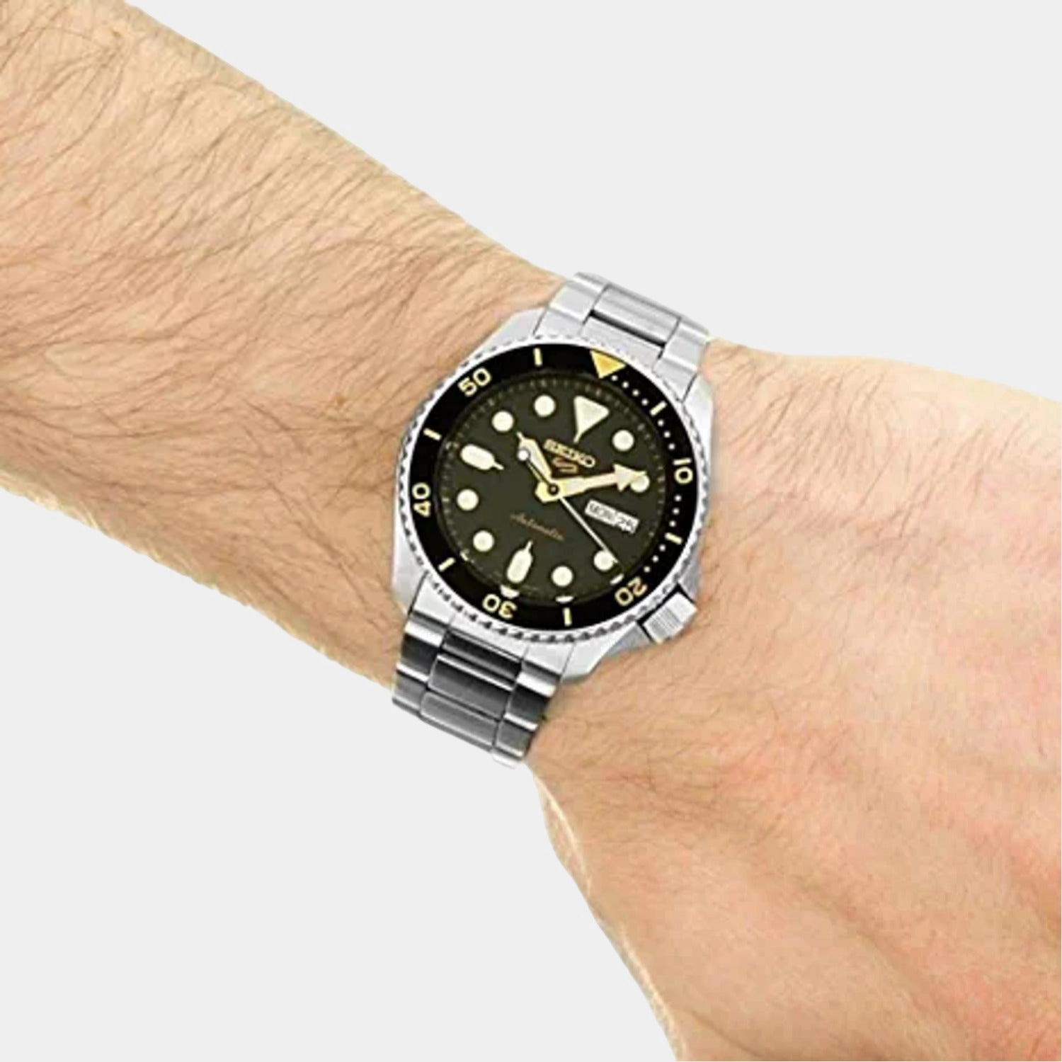 New 5 Sports Men Automatic Black Dial Analog Stainless Steel Automatic Watch SRPD57K1