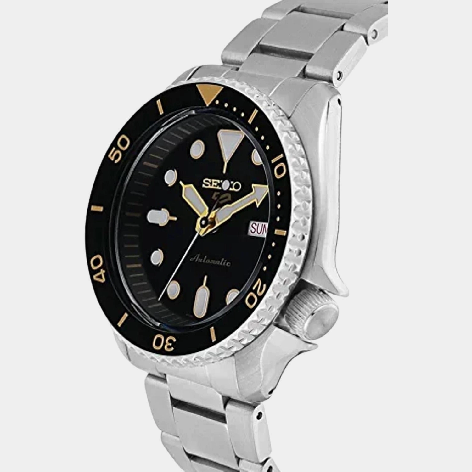 New 5 Sports Men Automatic Black Dial Analog Stainless Steel Automatic Watch SRPD57K1