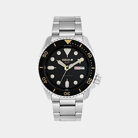 New 5 Sports Men Automatic Black Dial Analog Stainless Steel Automatic Watch SRPD57K1