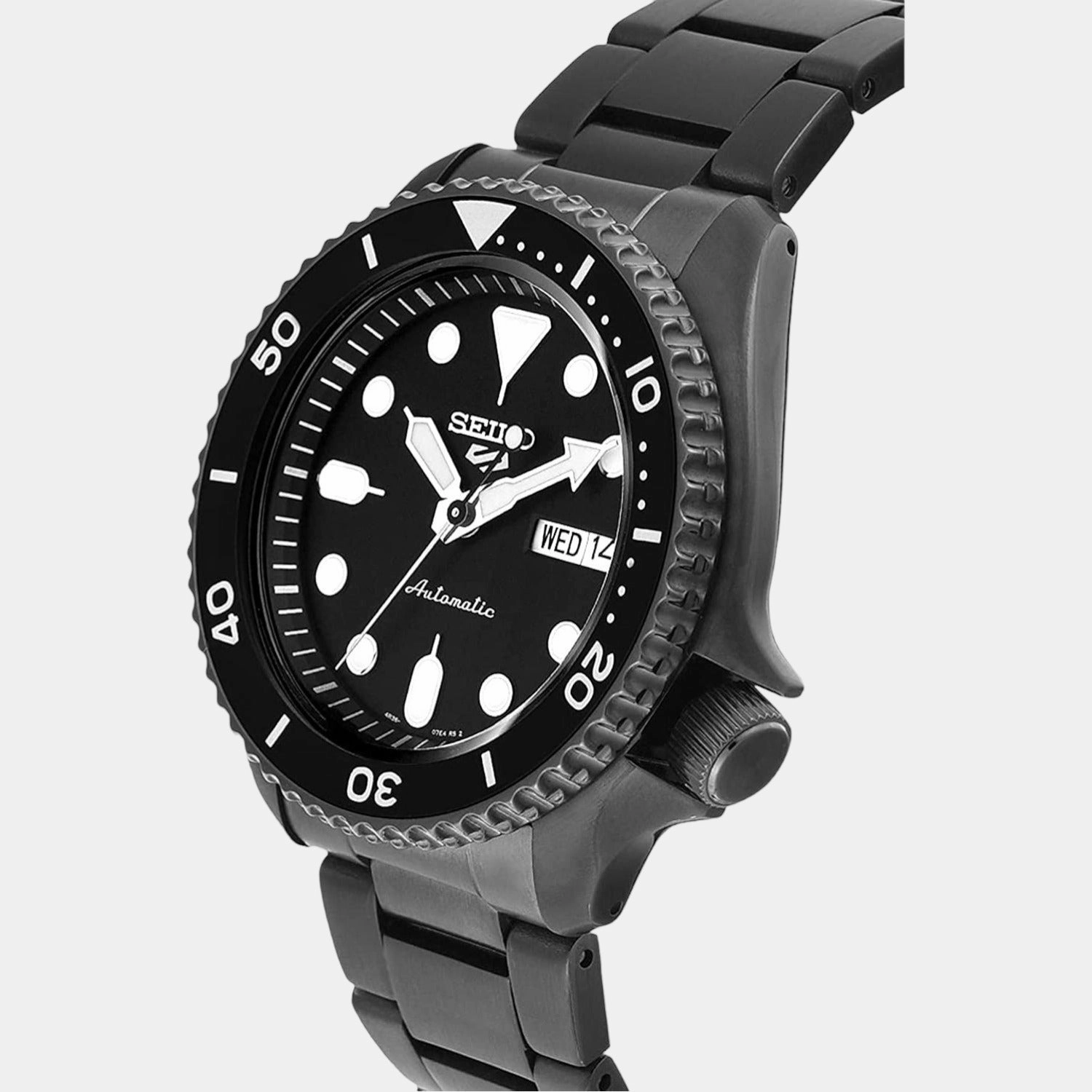 New 5 Sports Men Automatic Black Dial Analog Stainless Steel Watch SRPD65K1