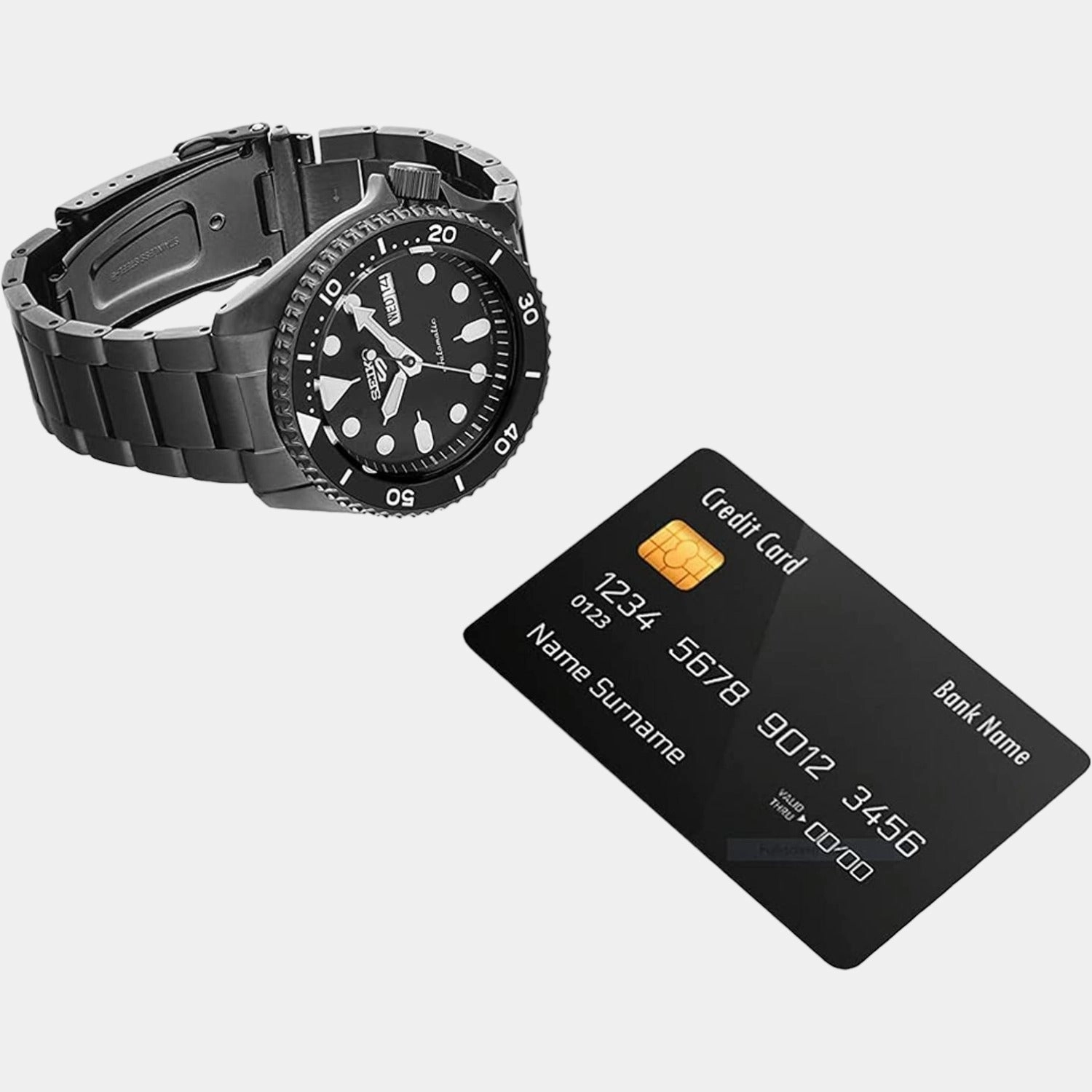 New 5 Sports Men Automatic Black Dial Analog Stainless Steel Watch SRPD65K1