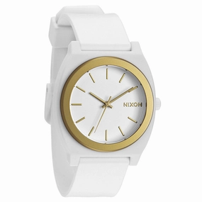 Nixon A1191297 Men's The Time Teller P Gold Ano White Dial Plastic Strap Watch