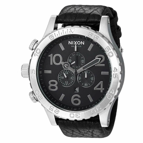 Nixon Men's Lefty Watch - 51-30 Chrono Leather Black Dial Strap | A1242788