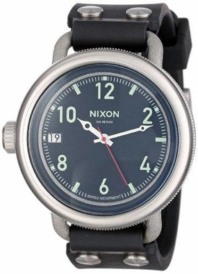 Nixon Men's Lefty Watch - October Black Dial Black Leather Strap | A488000
