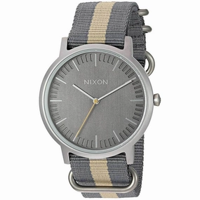 Nixon Men's Quartz Watch - Porter Nylon Grey Dial Grey & Beige Strap | A10592440