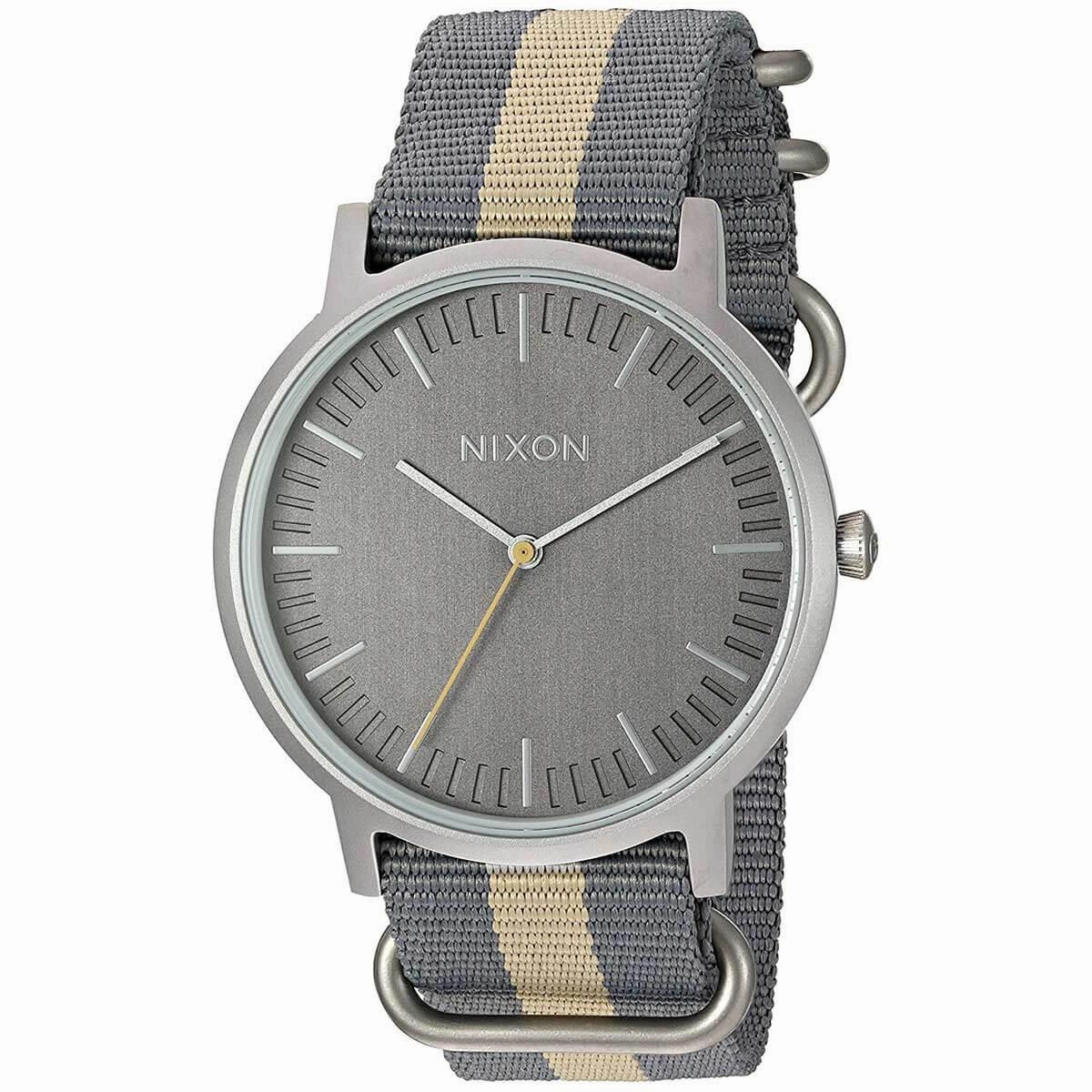 Nixon Men's Quartz Watch - Porter Nylon Grey Dial Grey & Beige Strap | A10592440