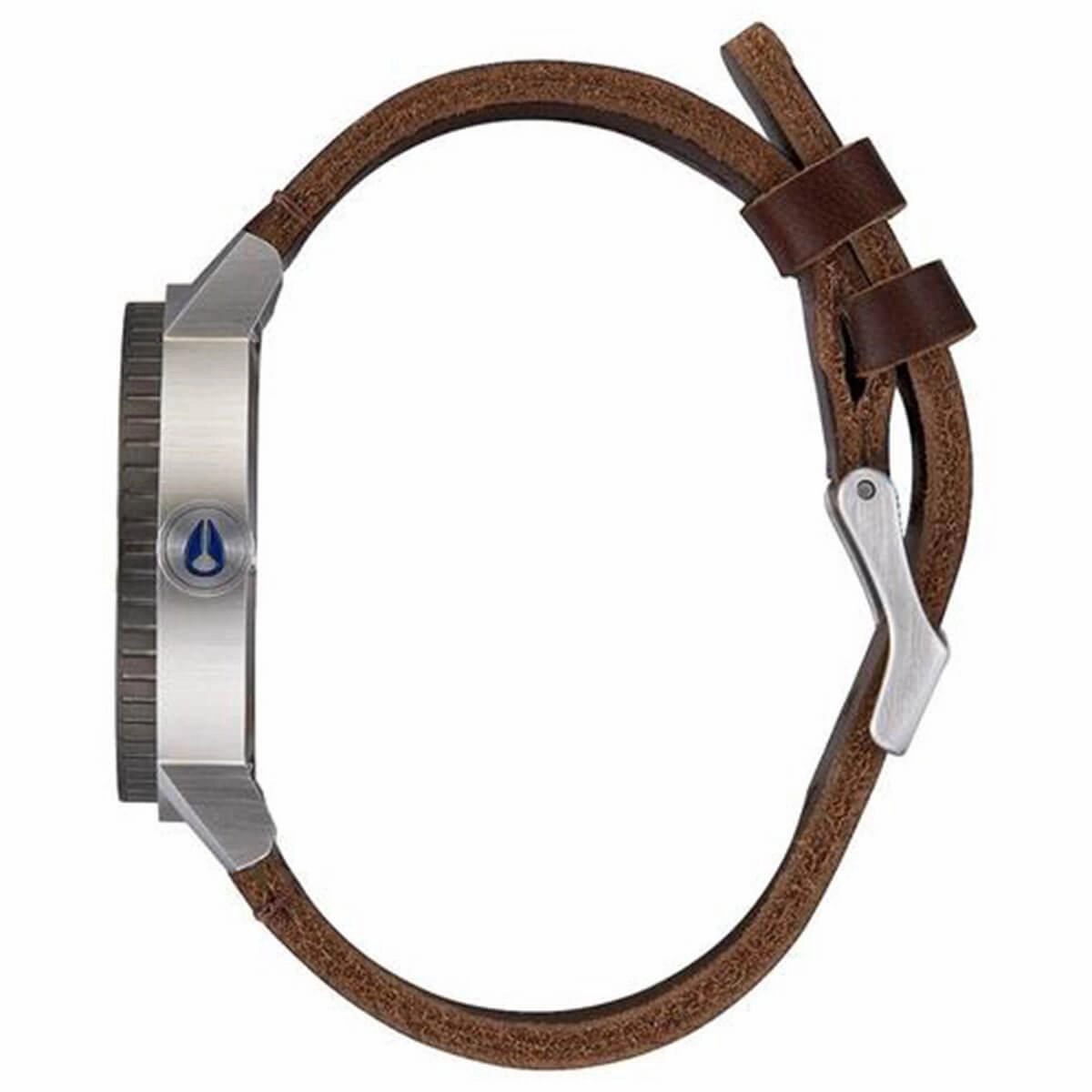 Nixon Men's Quartz Watch - Stark Leather Blue Dial Brown Strap | A11942301