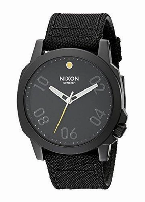 Nixon Men's Strap Watch - Ranger 45 Black Nylon & Leather | A514001