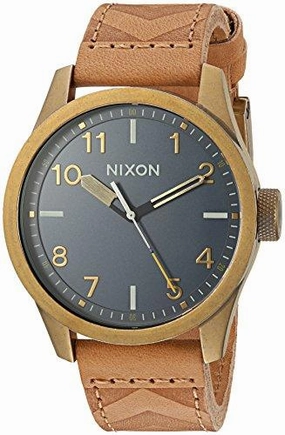 Nixon Men's Strap Watch - Safari Leather Black Dial Brown Leather | A9752731