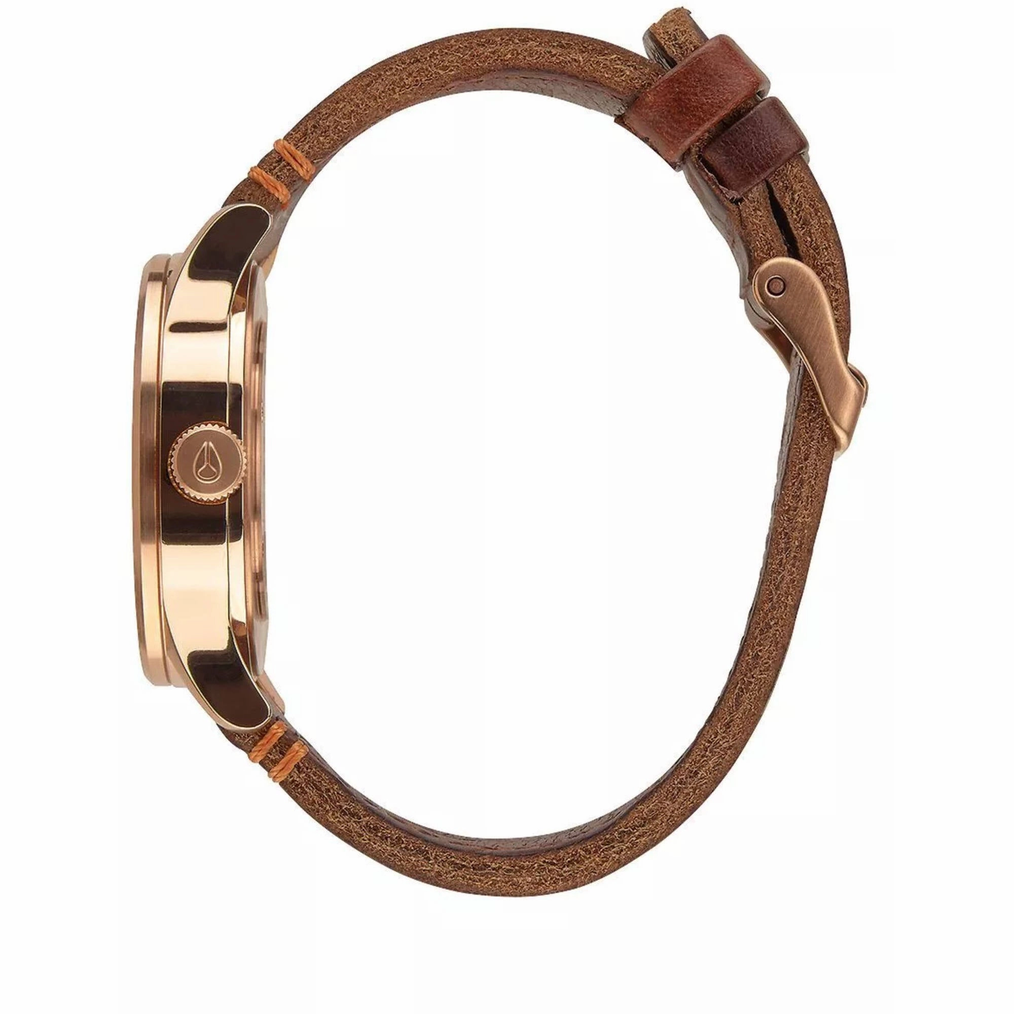 Nixon Men's Watch - Sentry Quartz Rose Gold Case Grey Dial Leather Strap | A377-2001