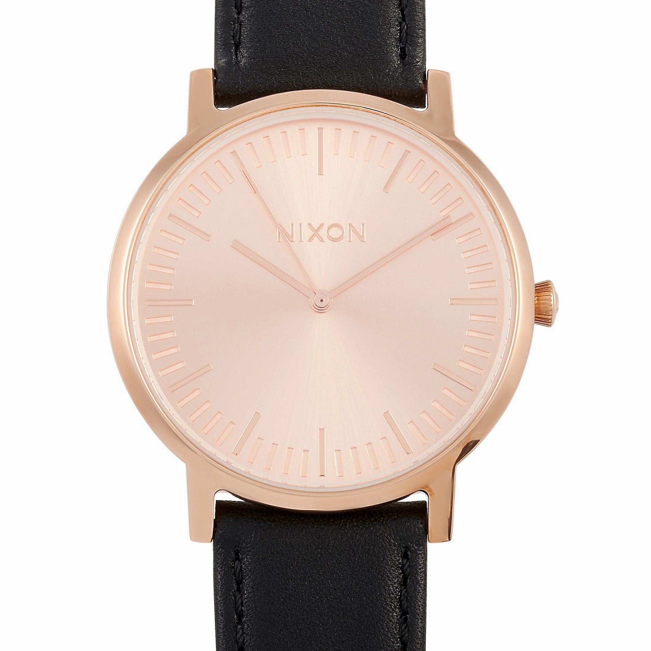 Nixon Porter Leather All Rose Gold/Black 40mm Stainless Steel Watch A1058-1932