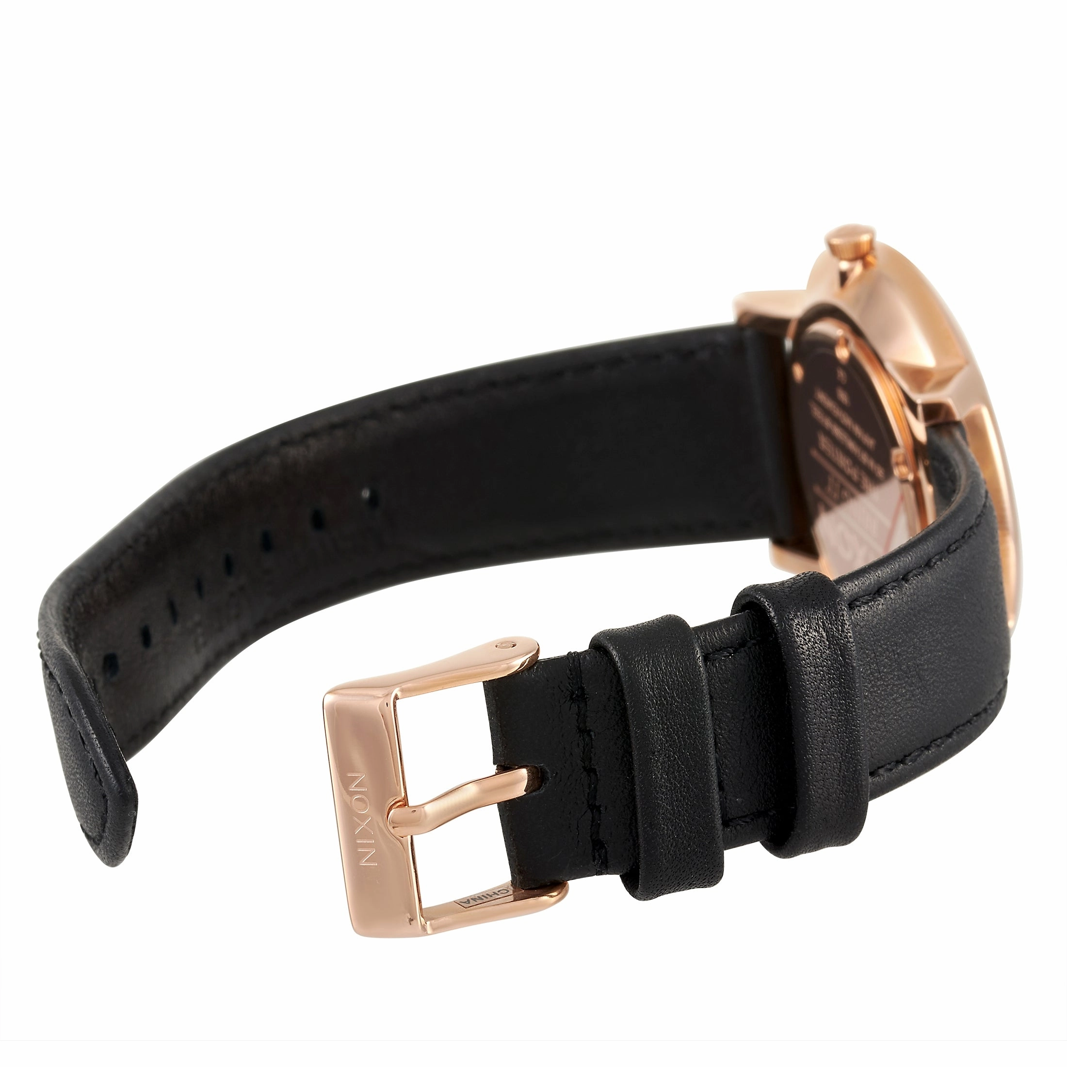 Nixon Porter Leather All Rose Gold/Black 40mm Stainless Steel Watch A1058-1932