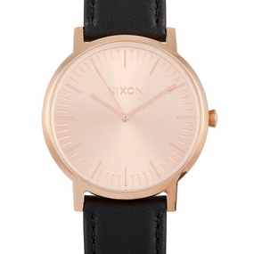 Nixon Porter Leather All Rose Gold/Black 40mm Stainless Steel Watch A1058-1932
