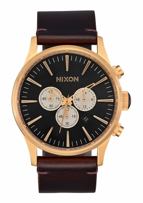 Nixon Sentry Chrono Leather Black Dial Mens Watch A405-5033-00