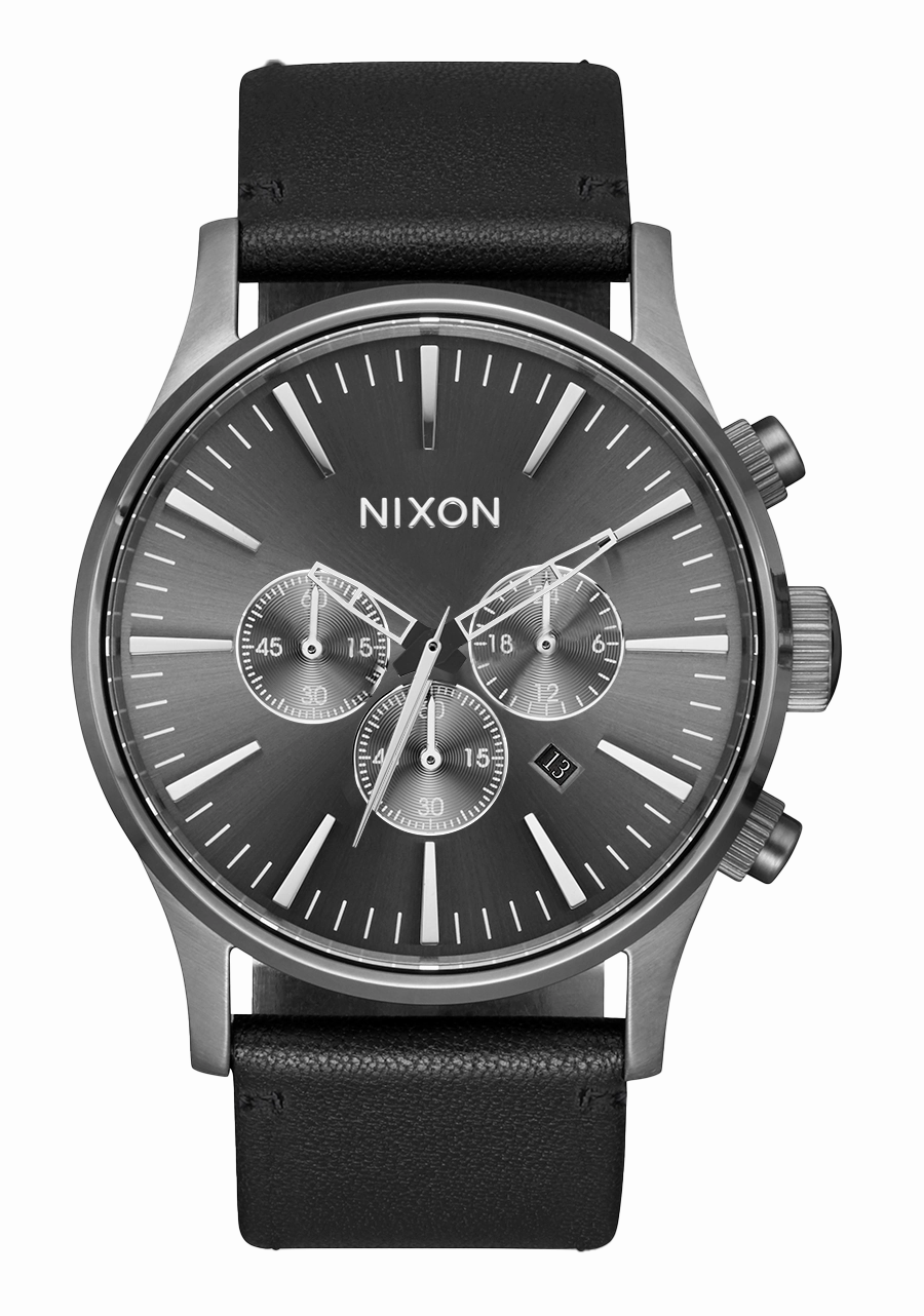 Nixon Sentry Chrono Leather Black Dial Mens Watch A405-680-00