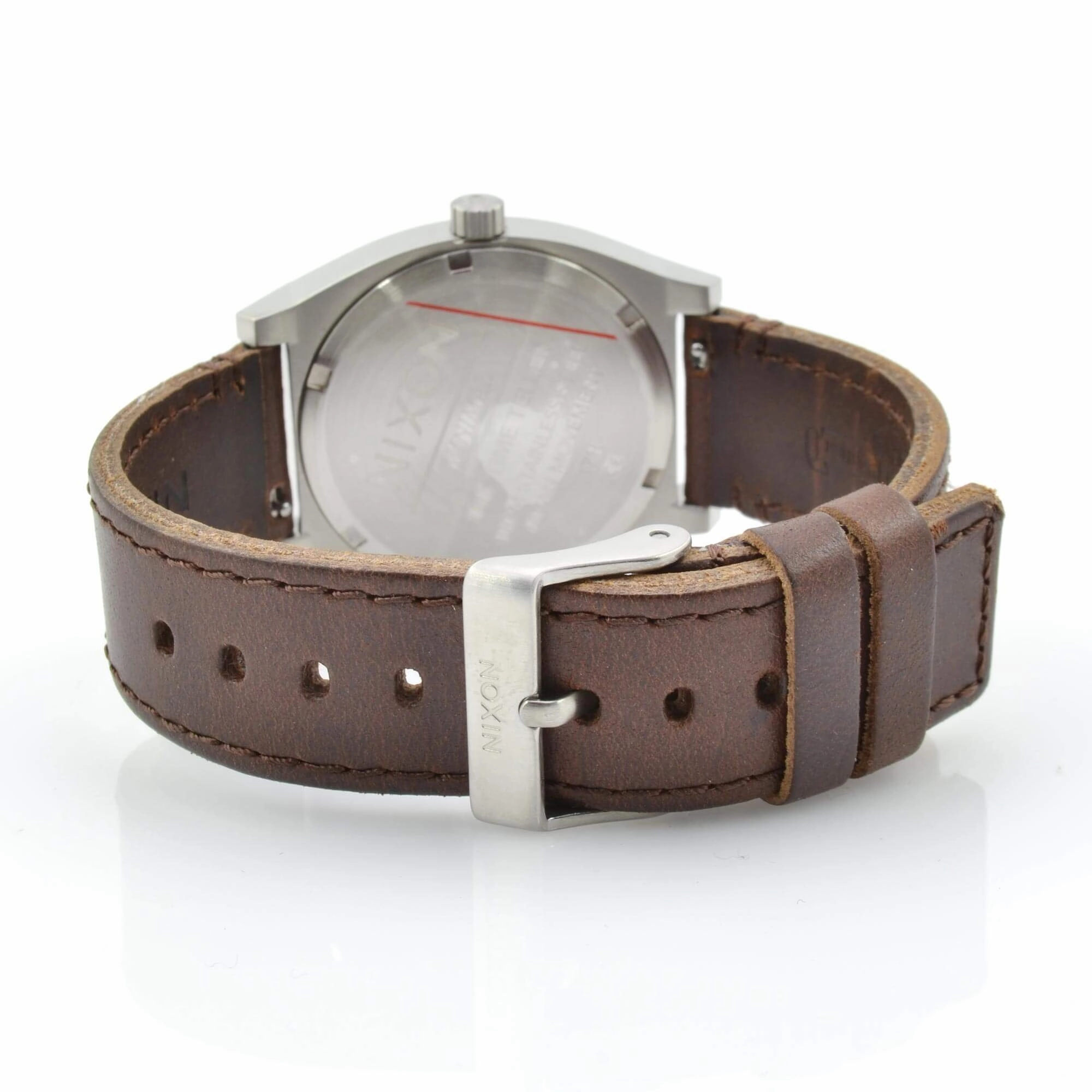 Nixon Unisex Watch - Time Teller Silver Tone Dial Brown Leather Strap | A11372872