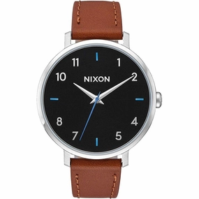 Nixon Women's Quartz Watch - Arrow Black Dial Leather Strap Steel Case | A1091019