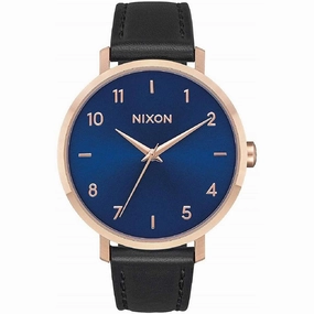 Nixon Women's Quartz Watch - Arrow Blue Dial Black Leather Strap SS Case | A10912763