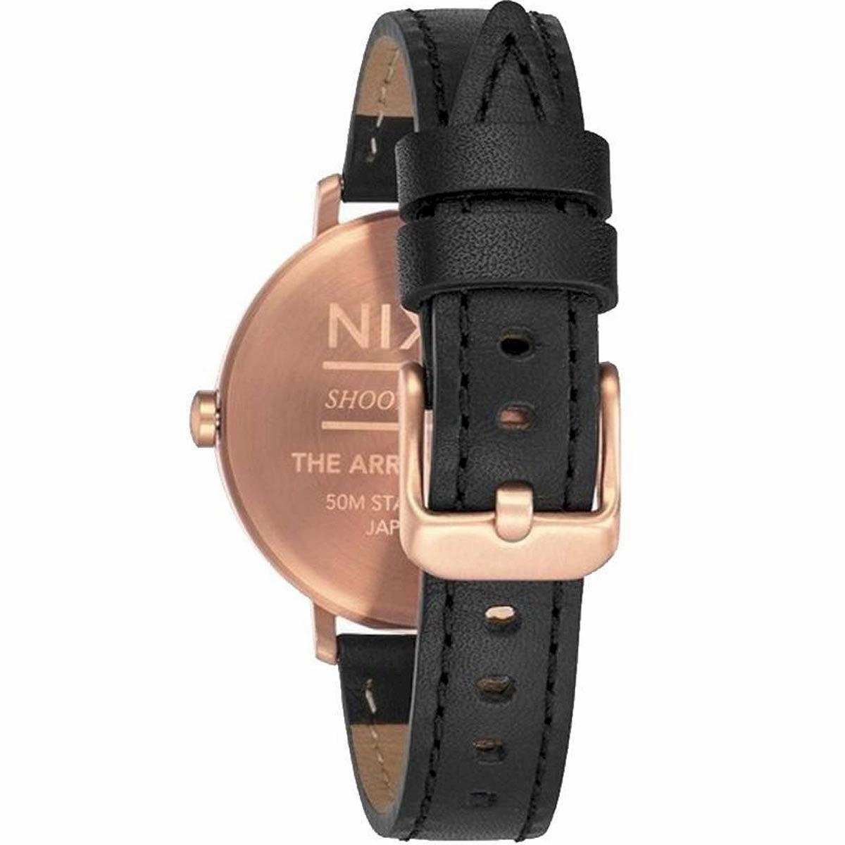 Nixon Women's Quartz Watch - Arrow Blue Dial Black Leather Strap SS Case | A10912763
