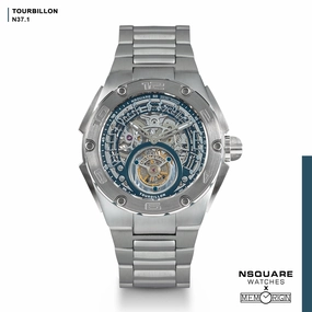 NSQUARE N37.1 Ronald Series-TOURBILLON Watch - 46mm  SS/Blue/SS Bracelet|N37.1 ?-??-??o?3????-????a46???3  ?????2/?????????