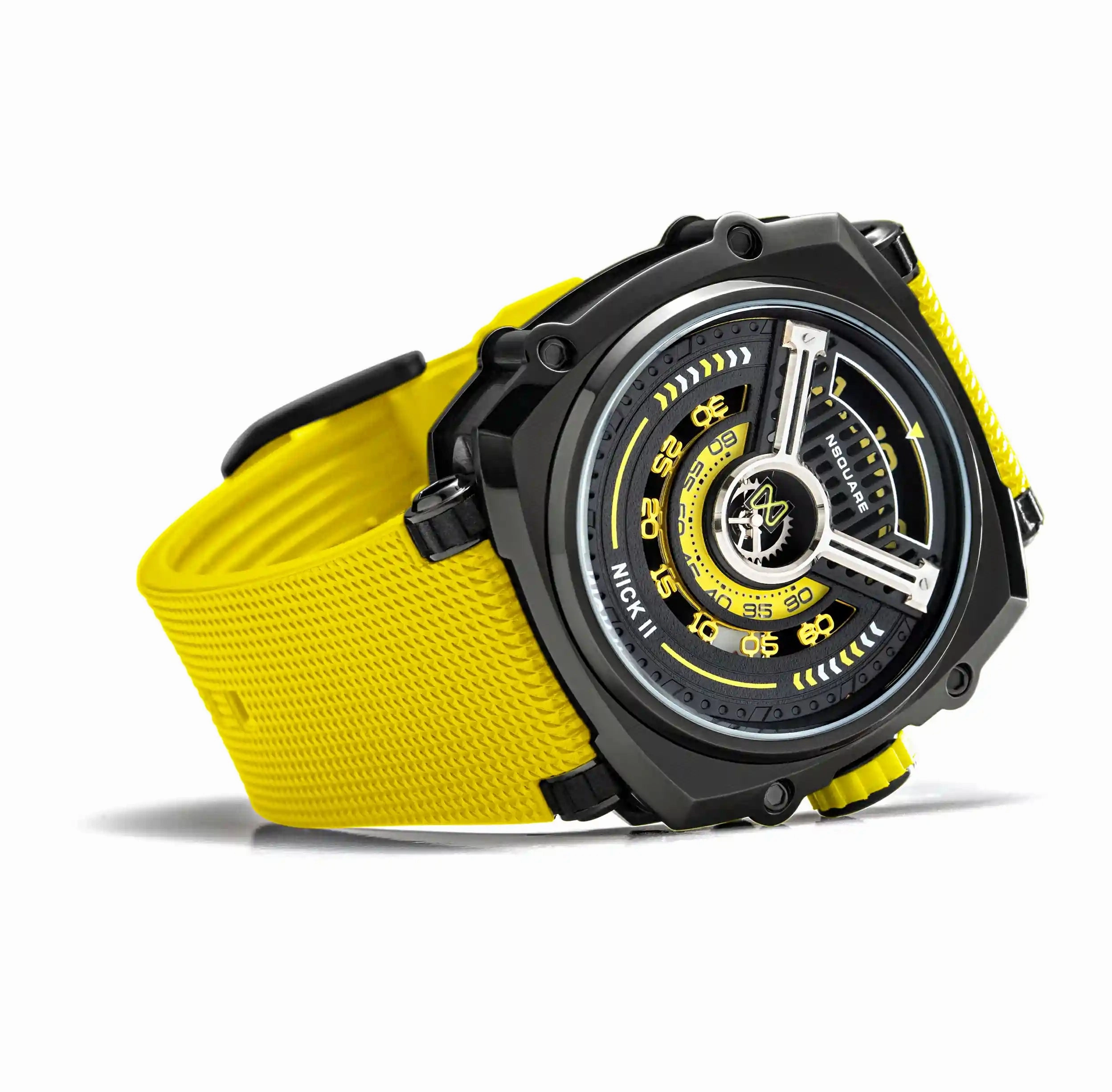 NSQUARE NICK II AUTOMATIC WATCH 45MM N12.1 BLACK/YELLOW/YELLOW |NSQUARE NICK II?a????? 45???3 N12.1 ???2/???2/???2
