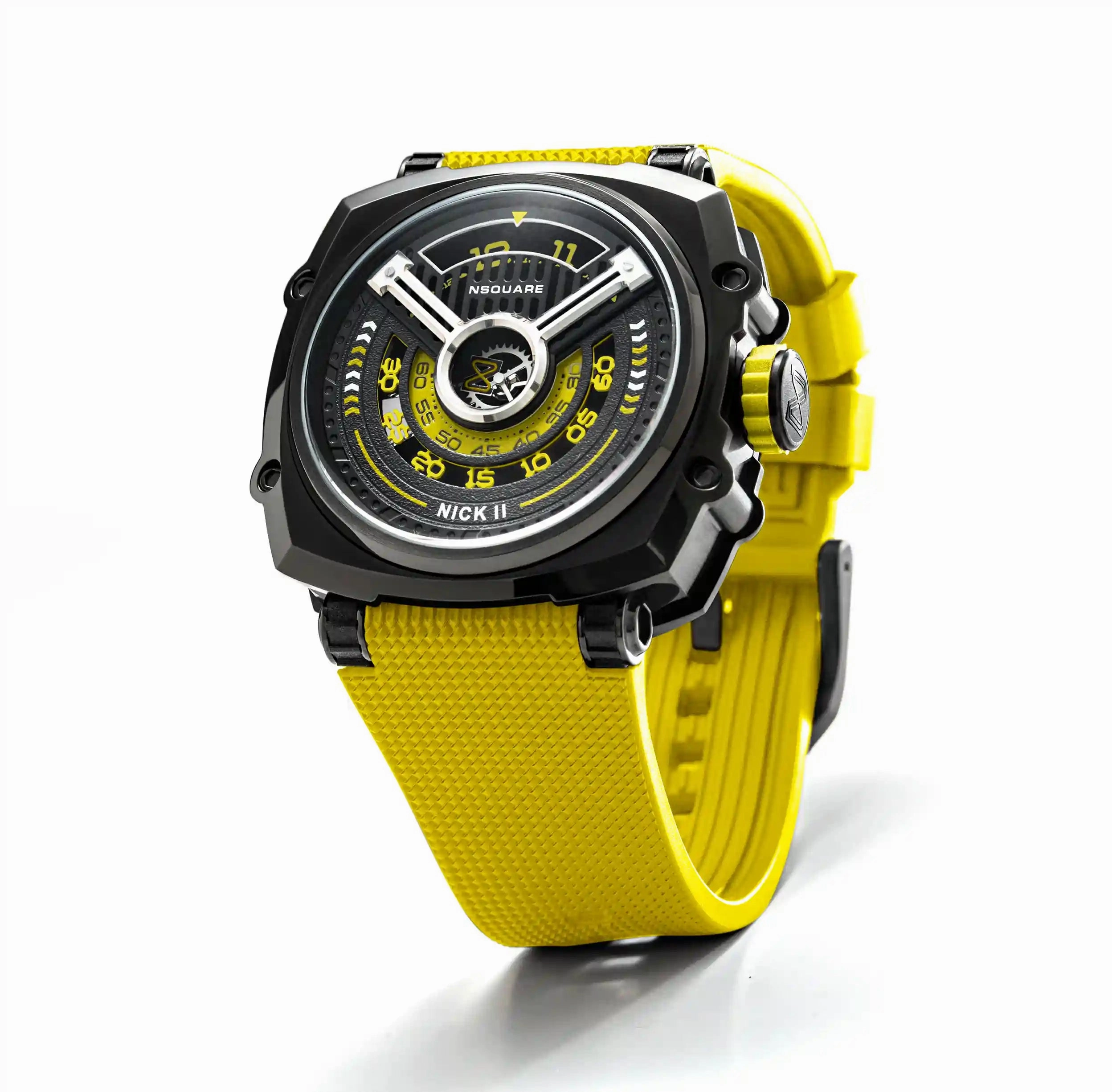NSQUARE NICK II AUTOMATIC WATCH 45MM N12.1 BLACK/YELLOW/YELLOW |NSQUARE NICK II?a????? 45???3 N12.1 ???2/???2/???2