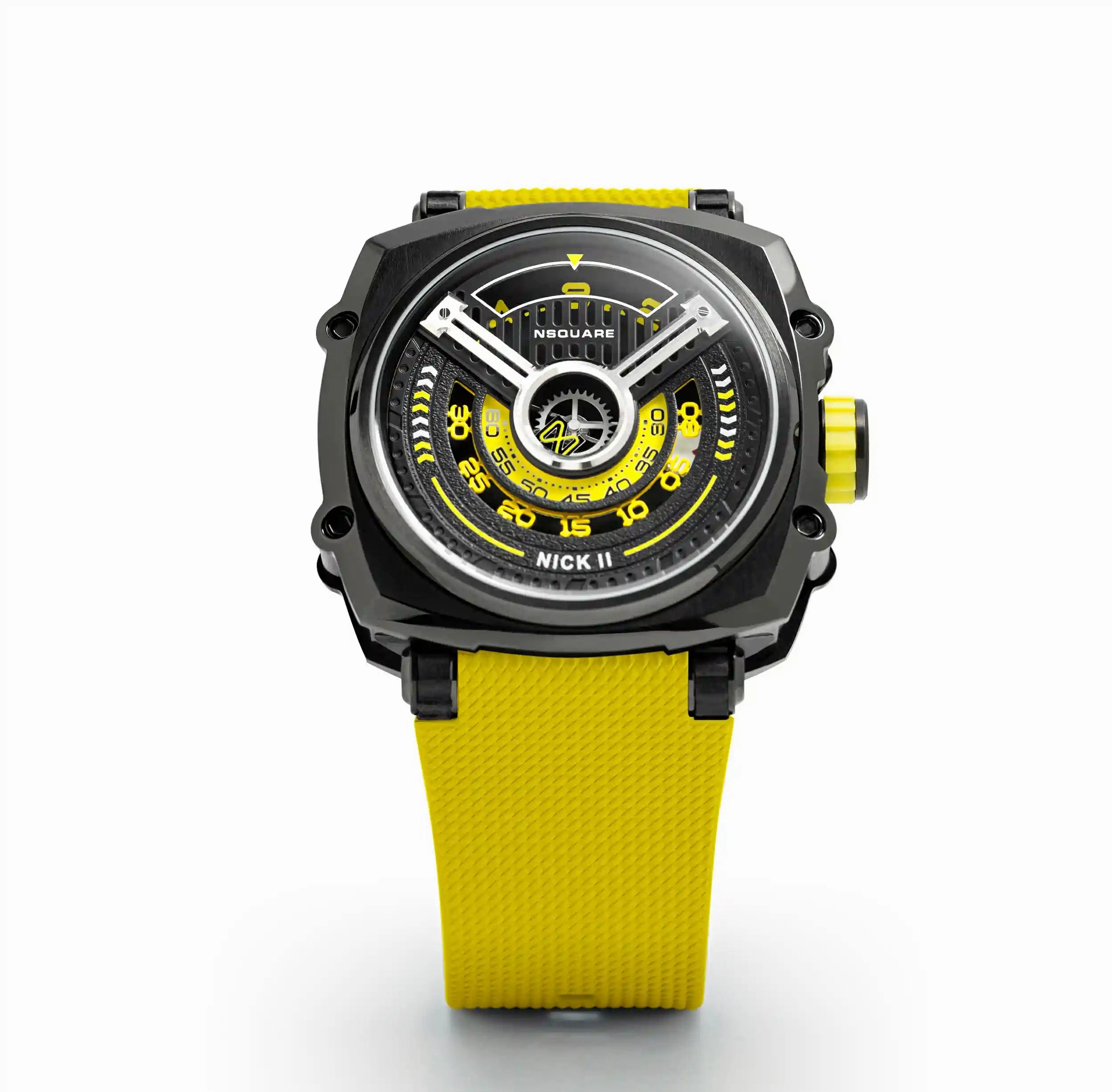 NSQUARE NICK II AUTOMATIC WATCH 45MM N12.1 BLACK/YELLOW/YELLOW |NSQUARE NICK II?a????? 45???3 N12.1 ???2/???2/???2