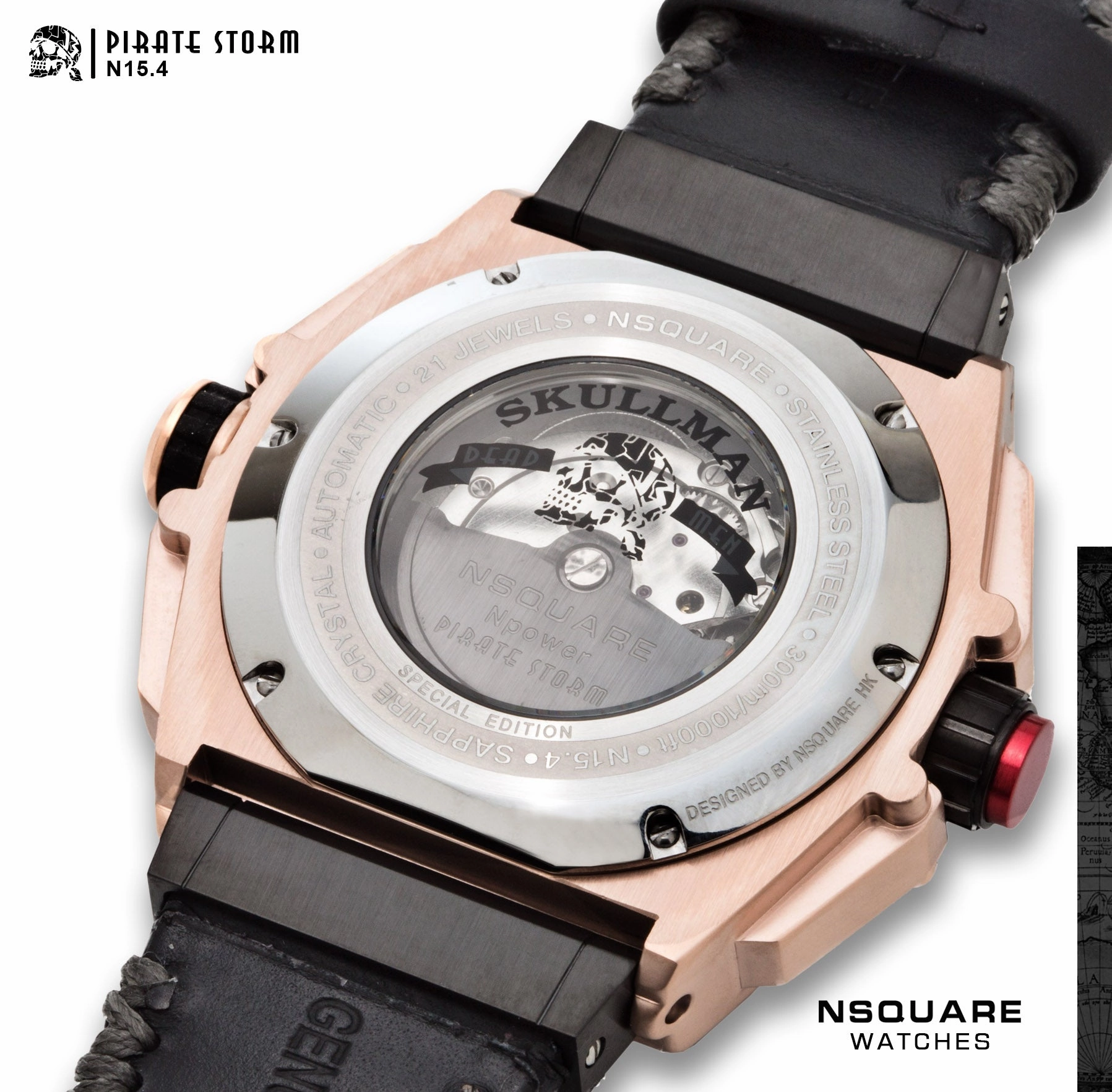 NSQUARE PirateStorm Automatic Watch - 48mm N15.4 BLACK/RG|?????? ?a????? - 48mm N15.4 ???2/????????2