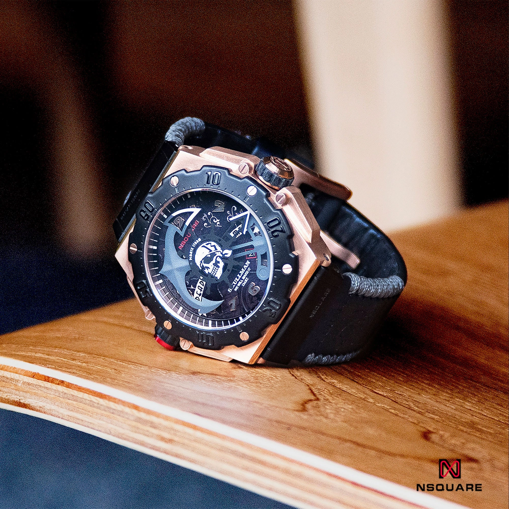NSQUARE PirateStorm Automatic Watch - 48mm N15.4 BLACK/RG|?????? ?a????? - 48mm N15.4 ???2/????????2