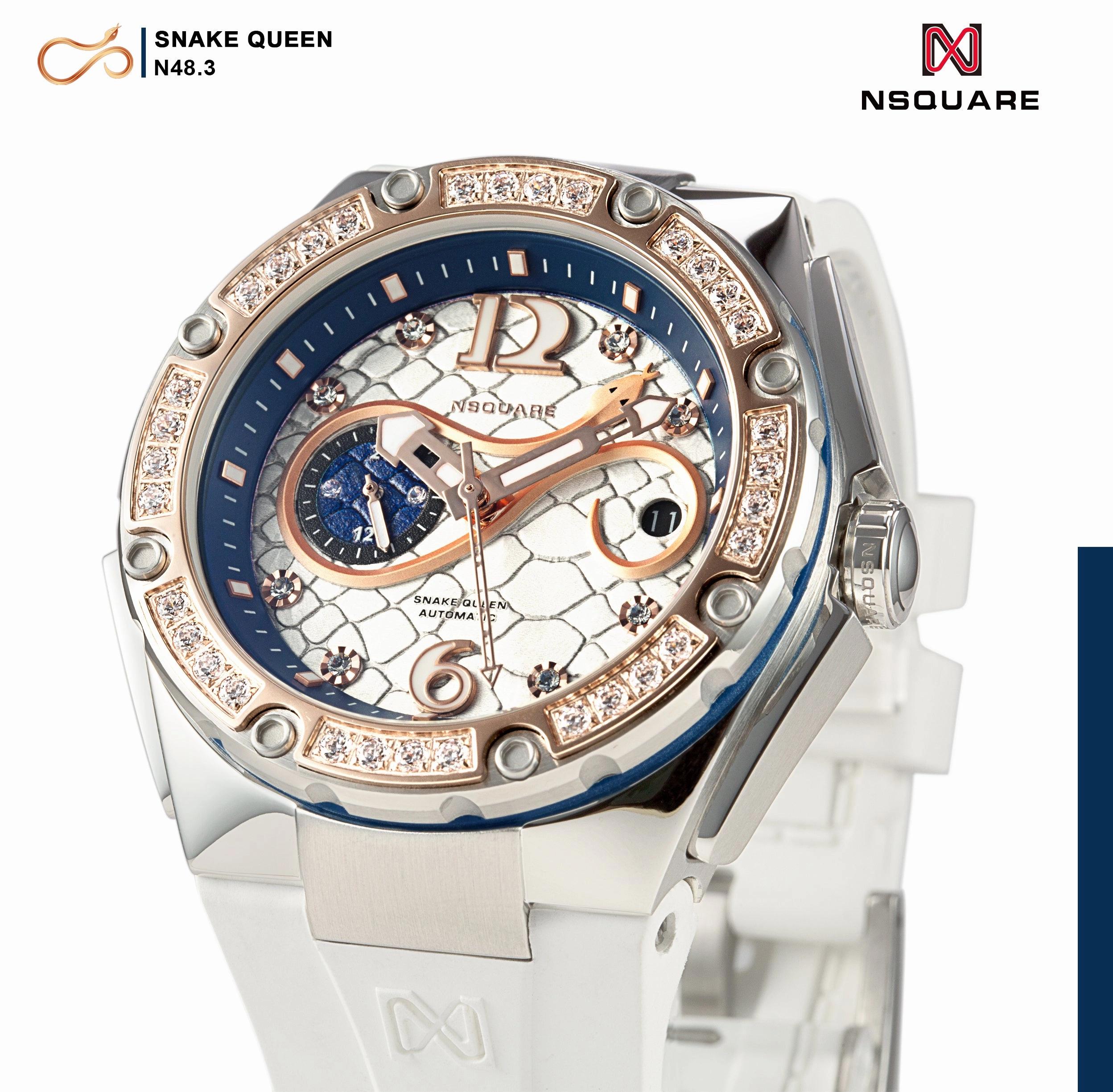 NSquare SnakeQueen39mm Automatic Watch - N48.3 RG/White|NSquare?????39???3?3???? ?a?????. N48.3????????2/????2
