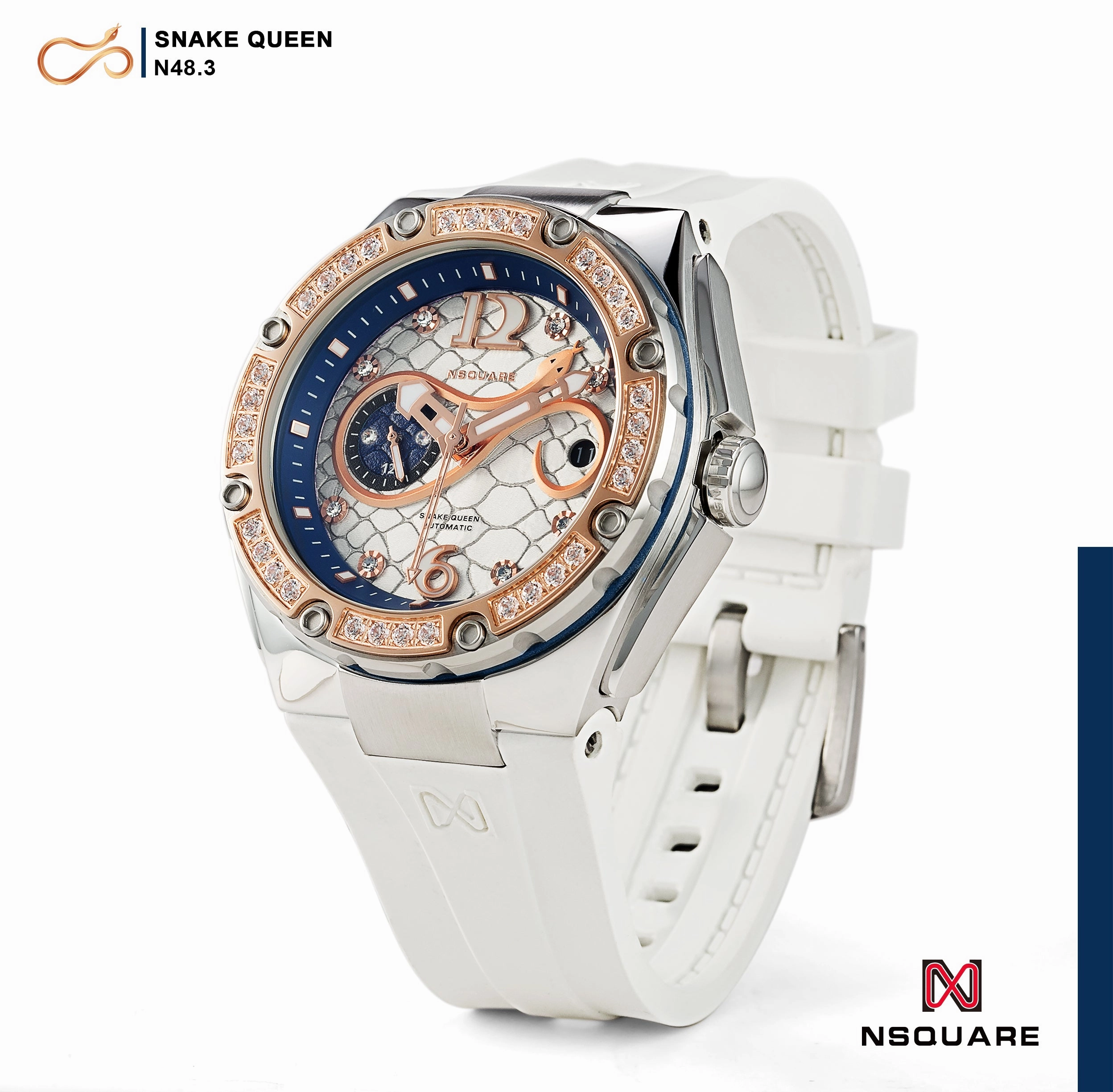 NSquare SnakeQueen39mm Automatic Watch - N48.3 RG/White|NSquare?????39???3?3???? ?a?????. N48.3????????2/????2