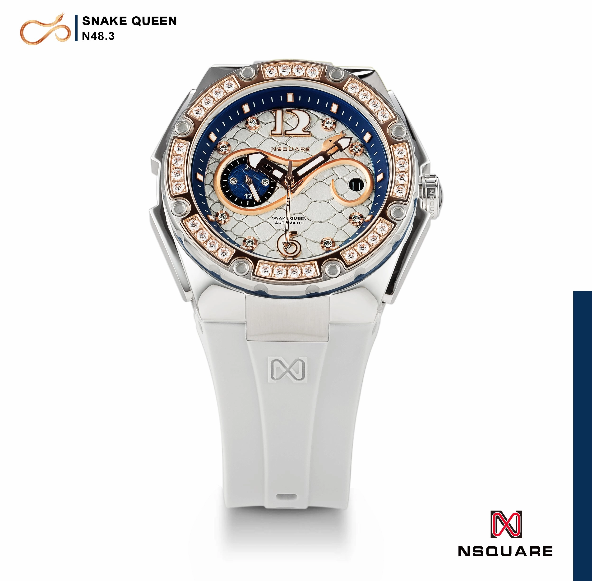 NSquare SnakeQueen39mm Automatic Watch - N48.3 RG/White|NSquare?????39???3?3???? ?a?????. N48.3????????2/????2