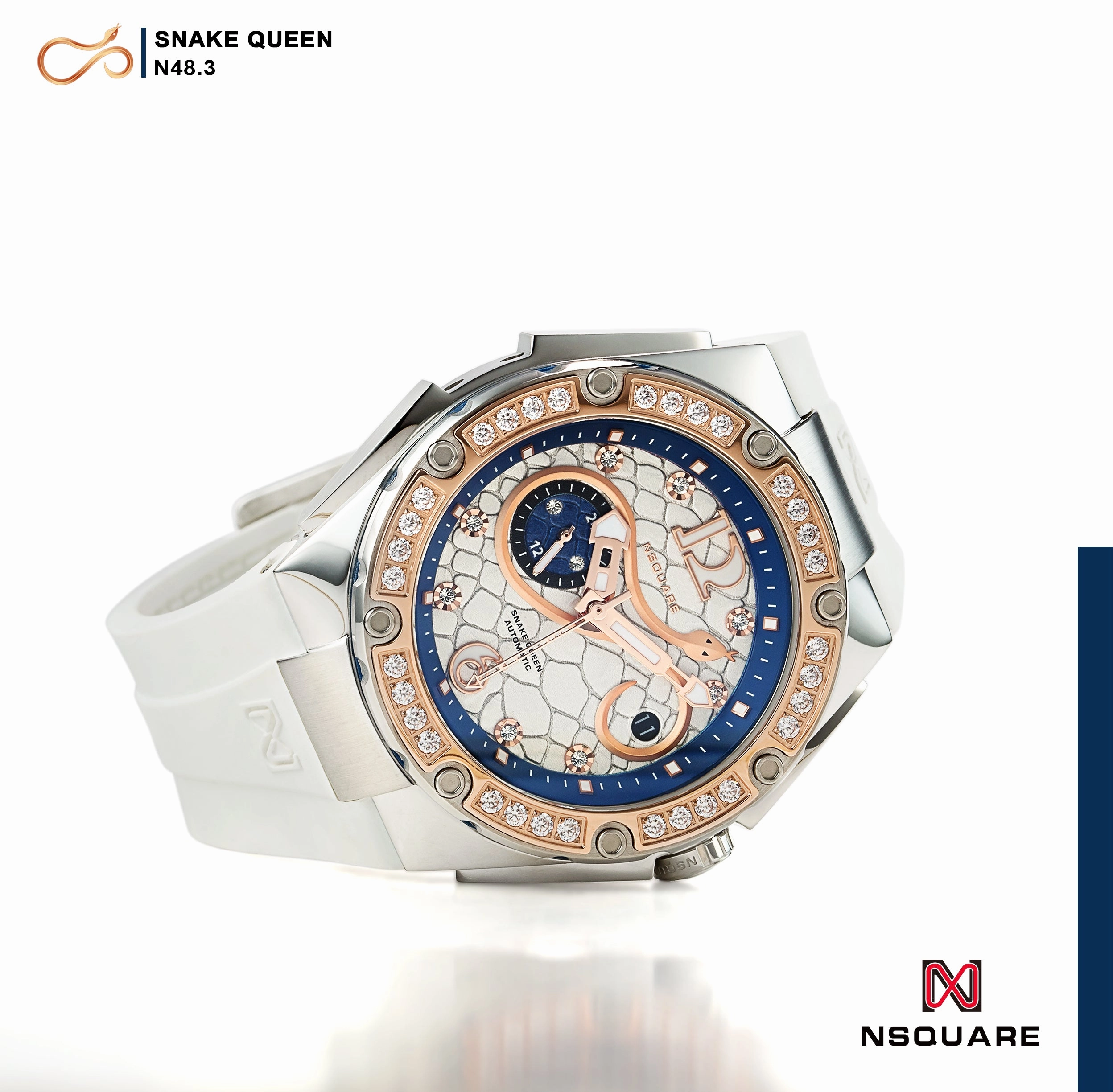 NSquare SnakeQueen39mm Automatic Watch - N48.3 RG/White|NSquare?????39???3?3???? ?a?????. N48.3????????2/????2
