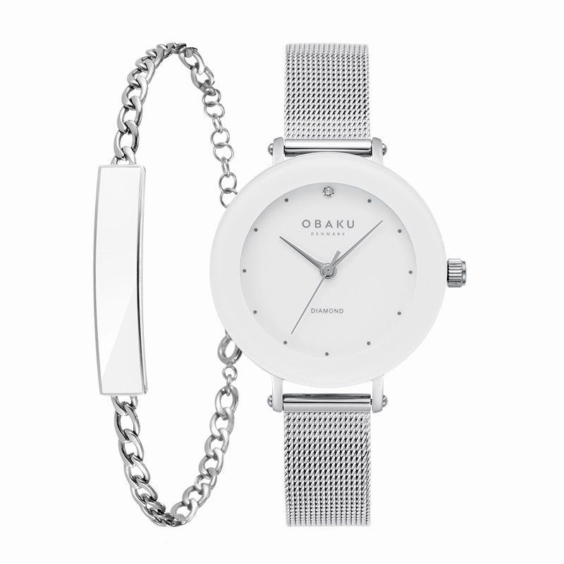Obaku Lilje Steel - White Dial Ladies Watch V299LXCWMC-EJBCW