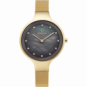 Obaku Women's Watch - Classic Black Mother of Pearl Dial Bracelet | V173LXGJMG