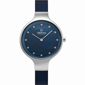 Obaku Women's Watch - Classic Blue Dial Plated Stainless Steel Bracelet | V173LXCLML