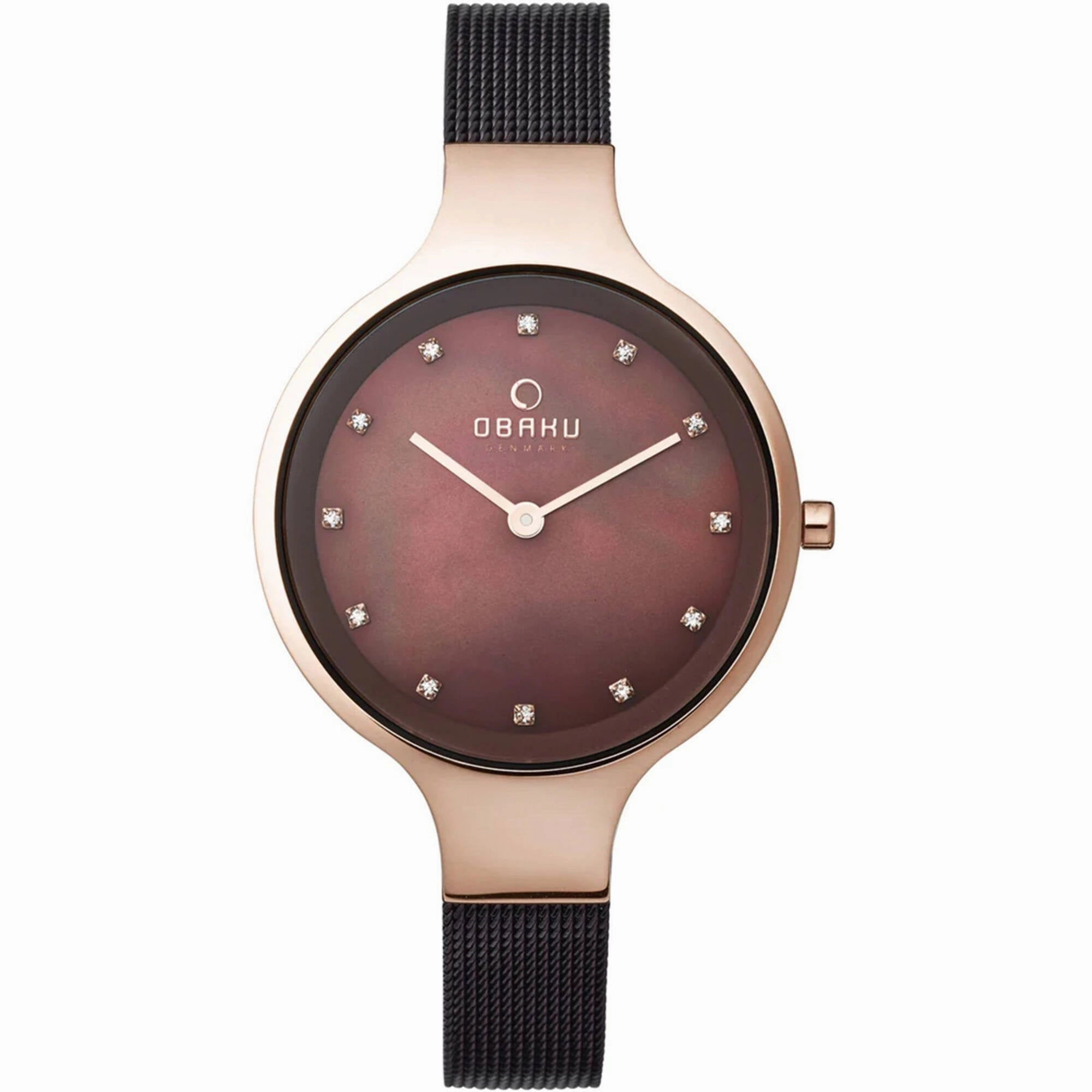 Obaku Women's Watch - Classic Brown Dial Rose Gold Stainless Steel Case | V173LXVNMN