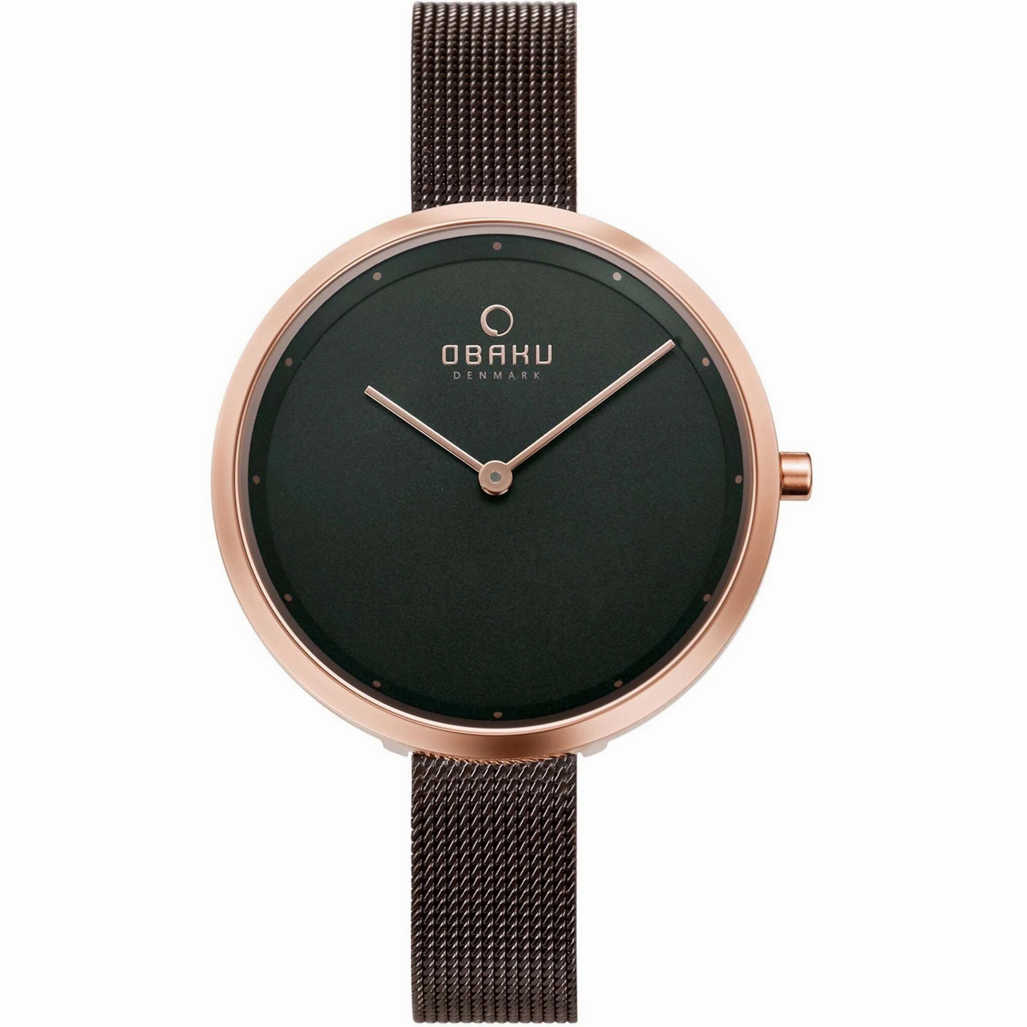 Obaku Women's Watch - Classic Brown Dial Rose Gold Stainless Steel Case | V227LXVNMN