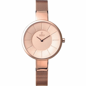 Obaku Women's Watch - Denmark Rose Gold Dial Plated Steel Bracelet | V149LXVVMV