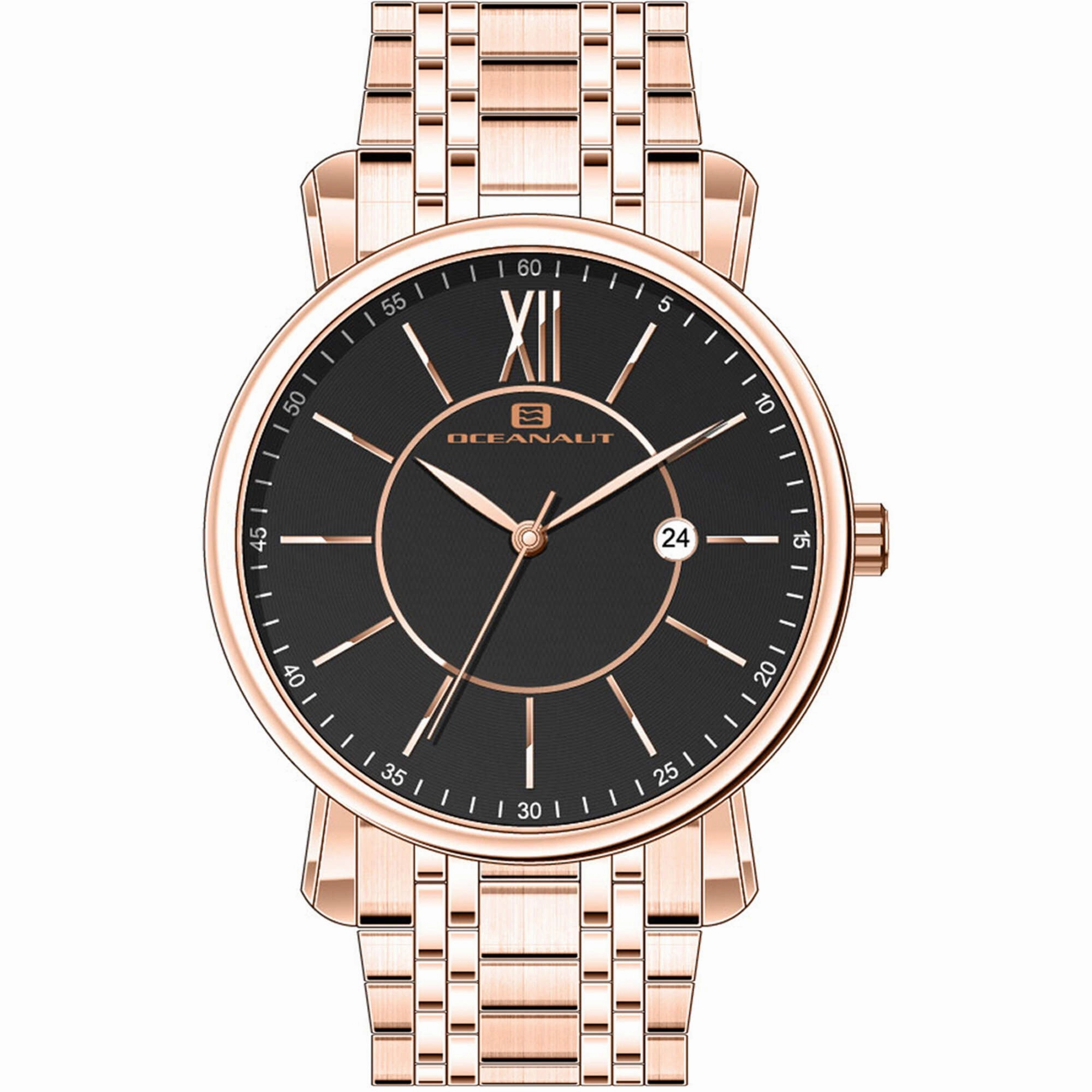 Oceanaut Men's Watch - Expedition Black Dial Rose Gold Case Steel Bracelet | OC4985