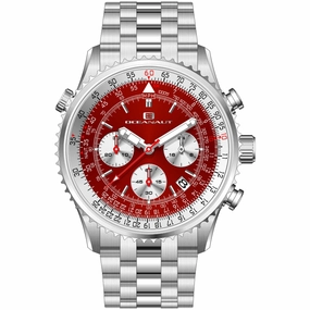 Oceanaut Men's Watch - Flight Quartz Red Dial Stainless Steel Bracelet | OC0124