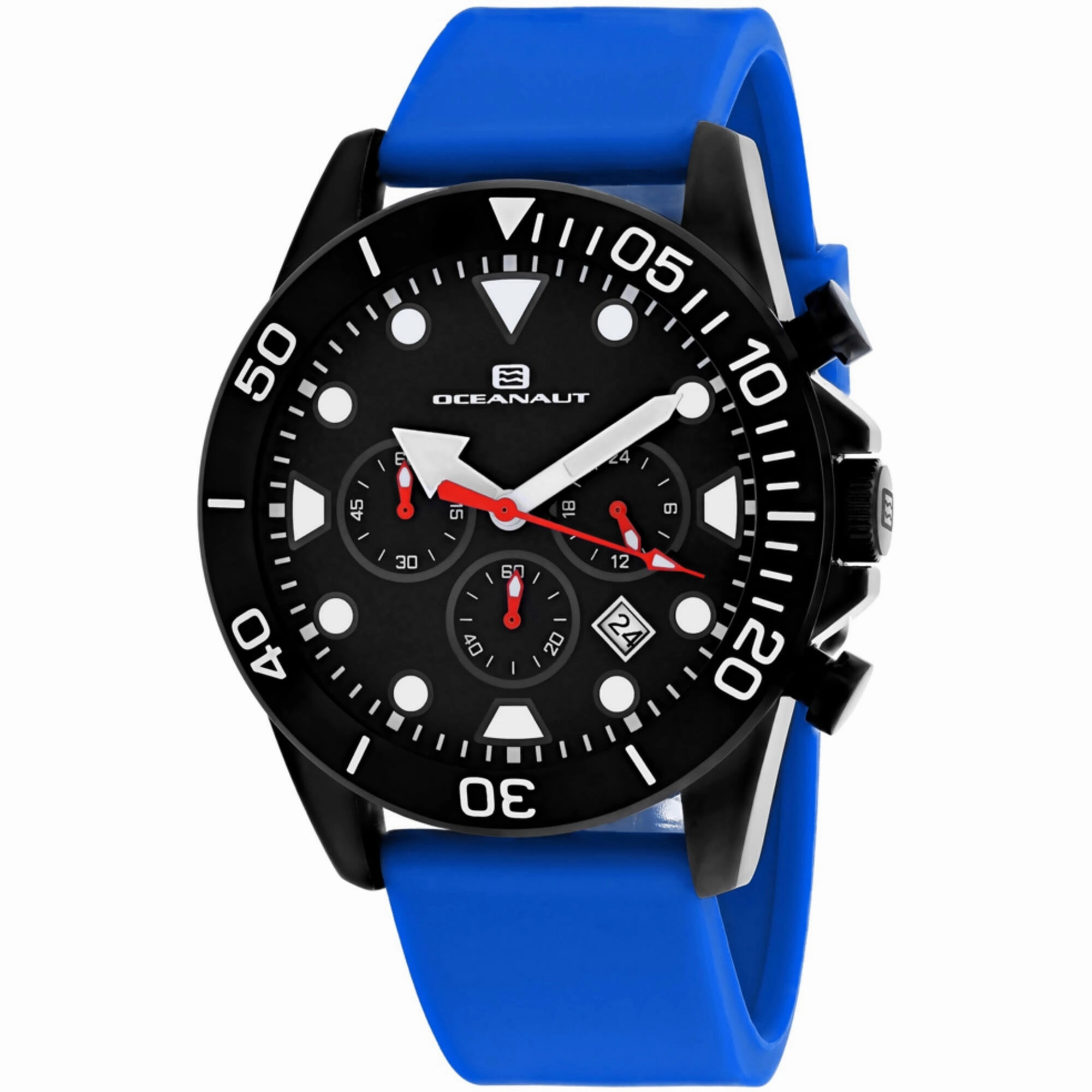 Oceanaut Men's Watch - Naval Quartz Black Dial Blue Rubber Strap | OC1313