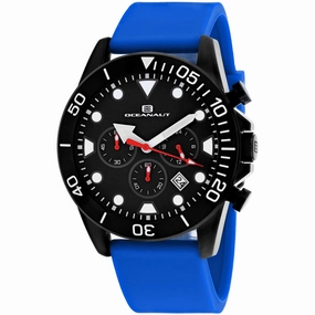 Oceanaut Men's Watch - Naval Quartz Black Dial Blue Rubber Strap | OC1313