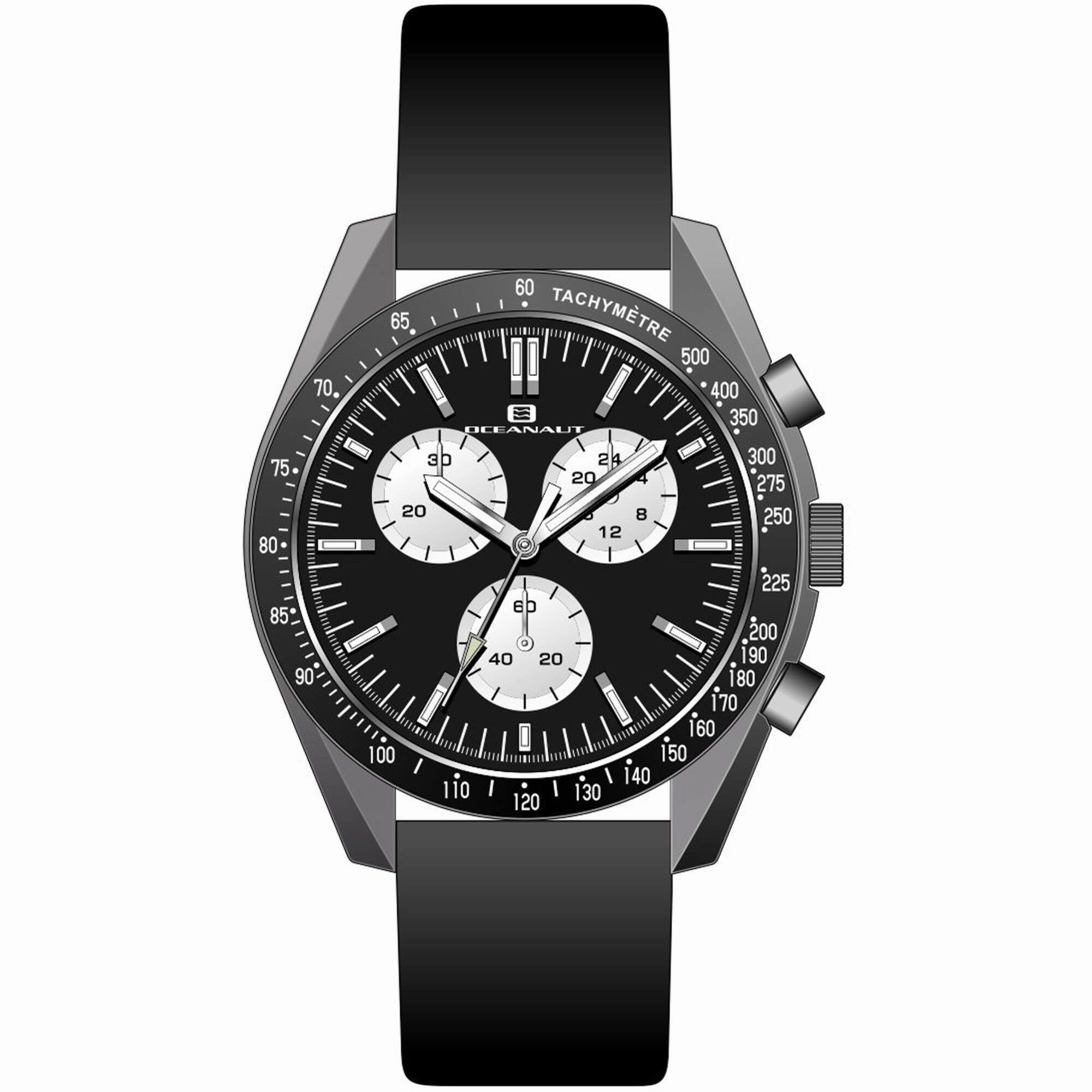 Oceanaut Men's Watch - Orbit Quartz Gunmetal Case Black Dial Leather Strap | OC7581