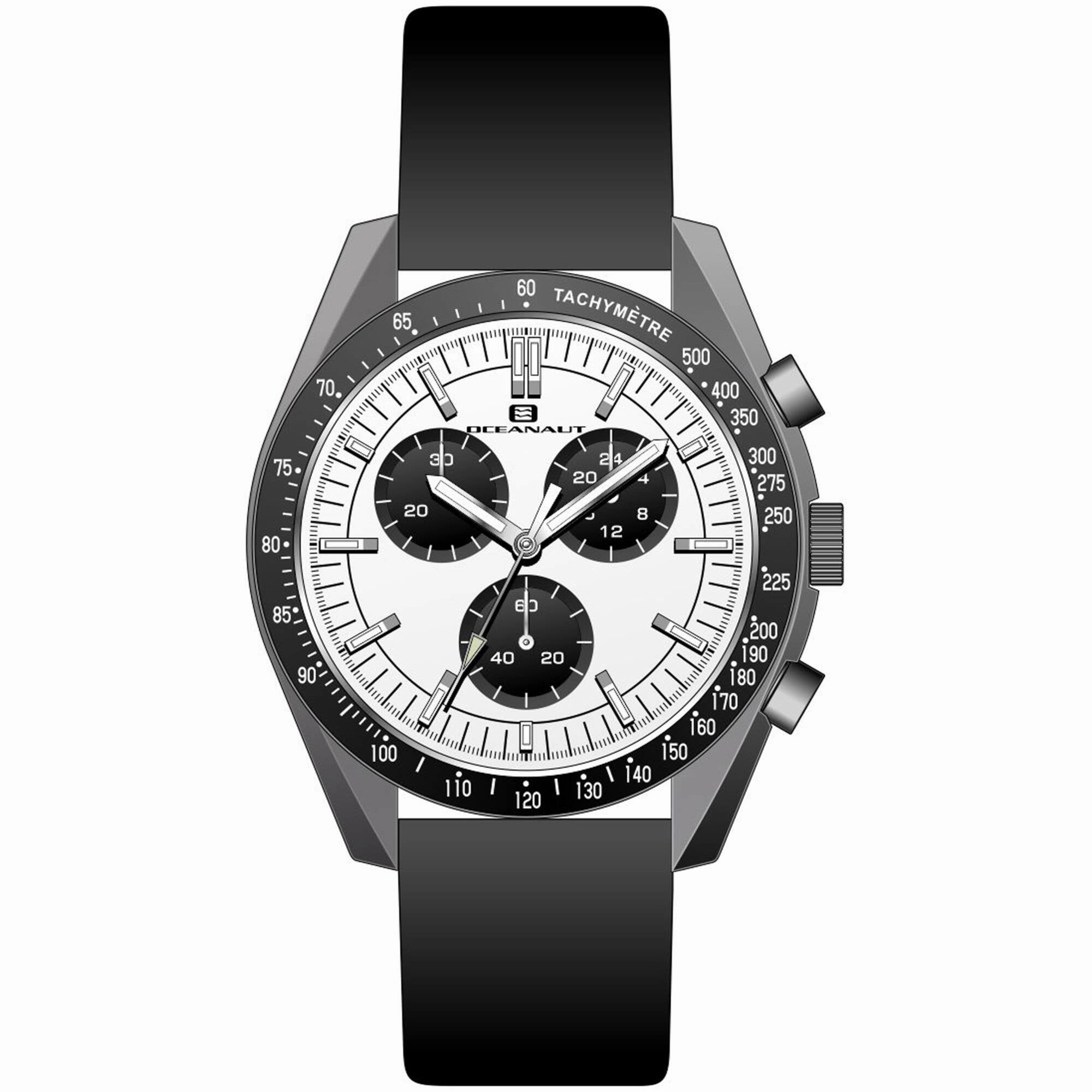 Oceanaut Men's Watch - Orbit Quartz Gunmetal Case White Dial Leather Strap | OC7582
