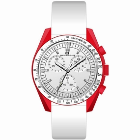 Oceanaut Men's Watch - Orbit Quartz Red Case White Dial Leather Strap | OC7586