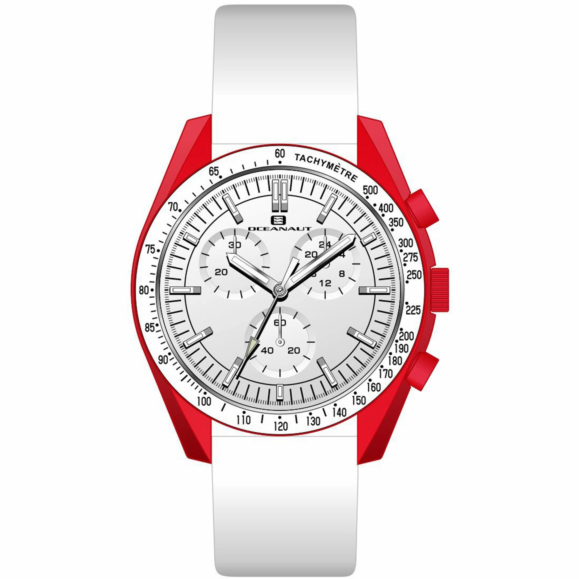 Oceanaut Men's Watch - Orbit Quartz Red Case White Dial Leather Strap | OC7586