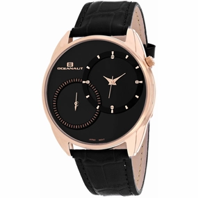 Oceanaut Men's Watch - Sentinel Rose Gold Case Black Dial Leather Strap | OC3353