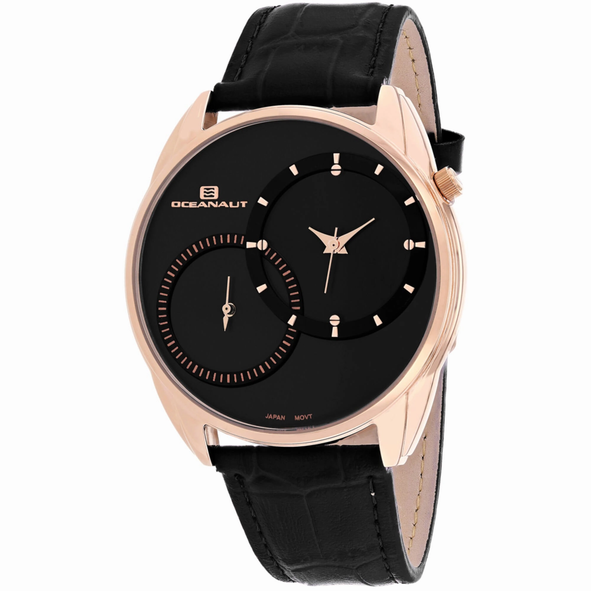 Oceanaut Men's Watch - Sentinel Rose Gold Case Black Dial Leather Strap | OC3353